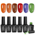 Beetles Christams Gel Polish - Glimmer 6 Colors Jelly Polish Set, Tortoise Brown Red Green Jelly Colors Nail, Soak Off LED UV Curing Manicure Kit Gift for Women