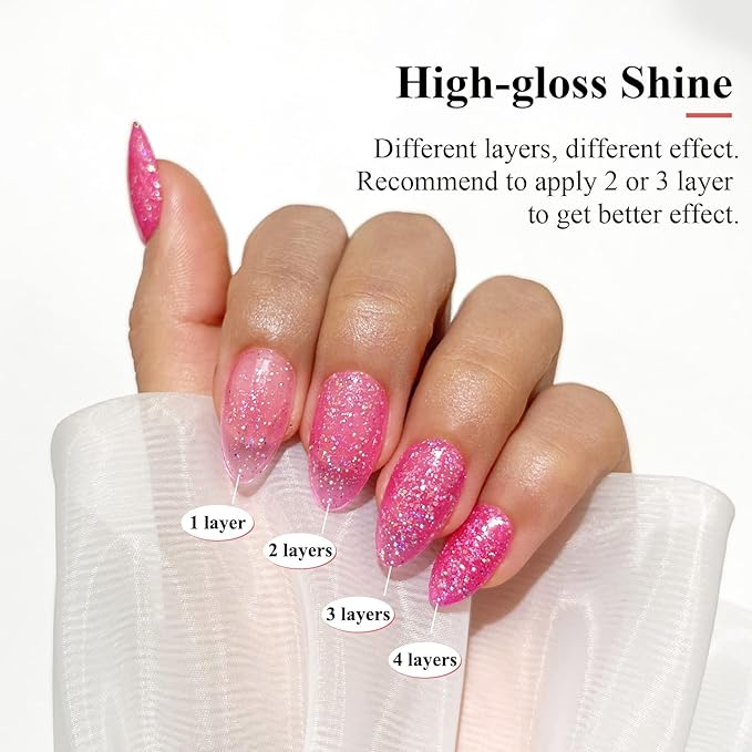 Imtiti Glitter Gel Nail Polish - 1 Pcs, 0.5 Fl Oz Hot Pink Glitter Gel Polish, Soak Off LED & UV Ready, DIY Nail Art Kit for Women & Girls