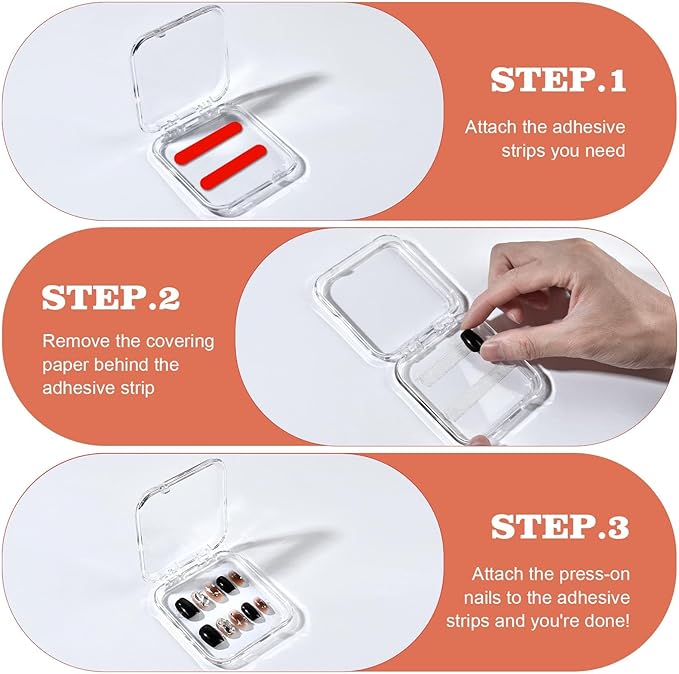48 Sets Press On Nail Storage Box, Artificial Nail Display Case Acrylic Nail Boxes Press On Nail Packaging Box, Adhesive Double Sided Tape Nail Box for Nail Salon（4 Colors）