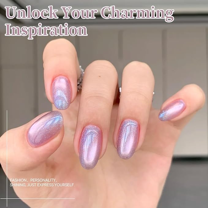 Born Pretty Cat Magnetic Eye Gel Nail Polish 6 Color Peach Pink Nude Light Purple Silver Magnetic Shimmer Glitter Gel Polish Soak Off U V Nail Gels 7ML