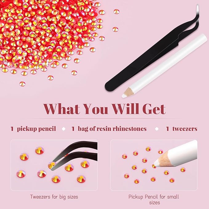 8000PCS 3mm Resin Jelly Rhinestones in Bulk (Red AB), Bedazzling Flatback Crystals Rhinestones for Crafting DIY Nail Decoration, Gems Diomand Charms for Tumbler Shoes Clothing Fabric