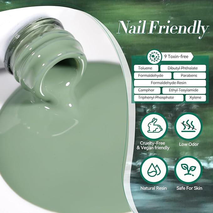 Born Pretty Green Gel Nail Polish,Light Green to Dark Shades Glitter Blue White Gel Polish Rainforest St. Patrick's Day Soak Off U v LED Light Cure for Salon Manicure and Nail Art DIY at Home