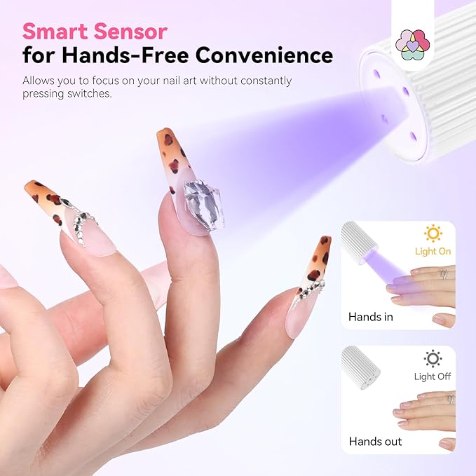 SAVILAND Smart Sensor UV Nail Lamp: Gooseneck 12W UV Light for Gel Nails 3S Flash Cure Light 3 Timer 360° Adjustable Rechargeable 6H Battery Life LED Display Flash Cure Lamp