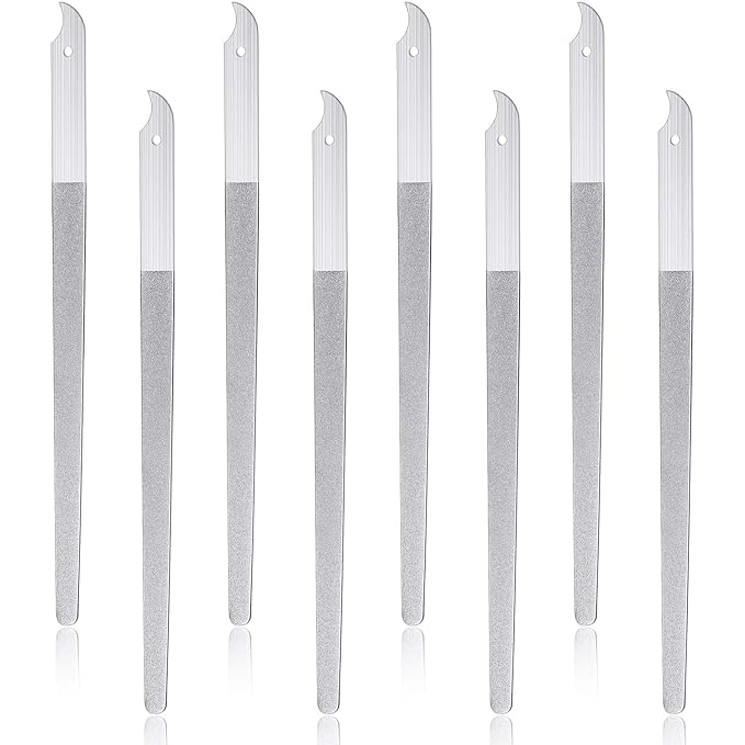 Mudder 8 Packs Diamond Nail File Stainless Steel Double Sided Metal Buffer Fingernail Toenail Manicure Women Men Pedicure Tool for Salon Home, 8 Inch