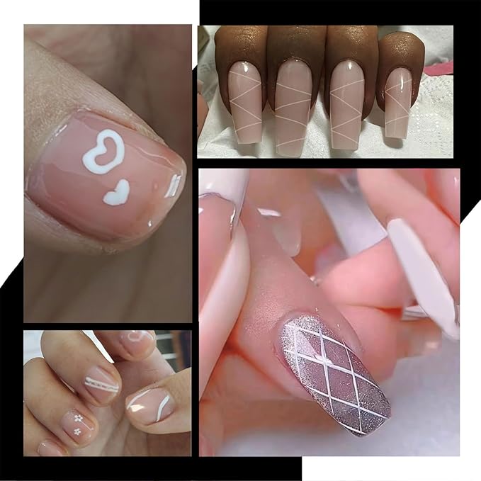 Gel Liner Nail Art Set 12 Colors Gold Black Glitter with Thin Brush Soak Off UV/LED Gel Nail Polish Liner at Home Salon DIY Manicure Gift for Women