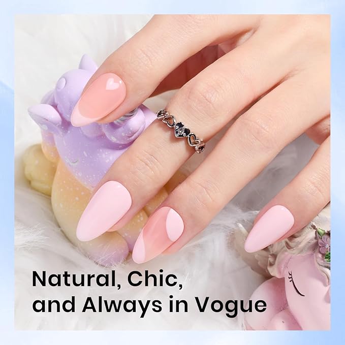 Beetles Gel Nail Kit 504Pcs Short Almond Gel Nail Tips with 9 in 1 Nail Glue Nail Extension Set Uv Led Lamp Acrylic False Tips Kit DIY Nails Art Gifts for Women