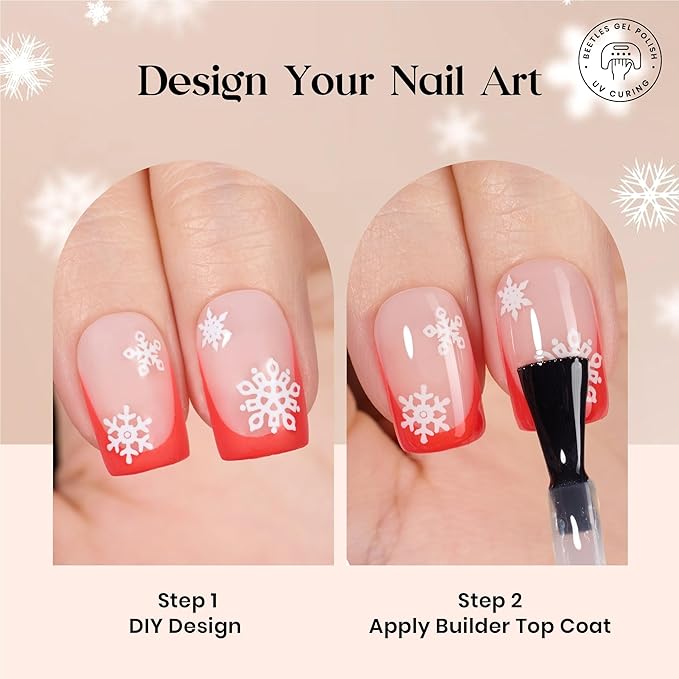 Beetles X Press Plus Red French Tip Nails - Crimson French | 5 Colors Press On Nails Short Square | 160Pcs 16 Sizes All-in-One Kit With Nail Glue,Remover,Builder Top Coat,Nail Lamp Gift