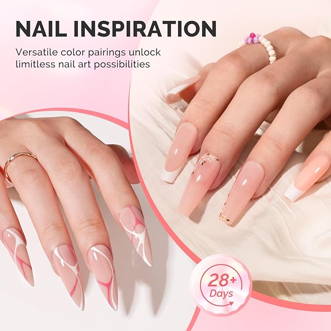 MelodySusie 3PCS 15ML Nude and Pink Base Colors Builder Gel Set for Nails Thickening, Soak Off UV Extension Gel Rhinestone Glue in a Bottle for Nail Art Design Gift for Women DIY Manicure at Home