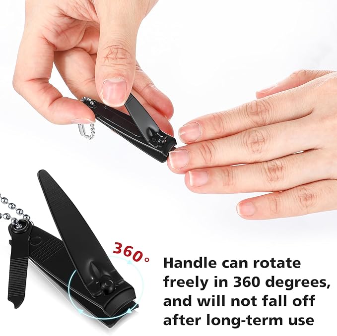 Bememo 12 Pieces Stainless Nail Clippers Set Fingernail and Toenail Clippers Nail Cutter Tool Set for Men and Women(Black)