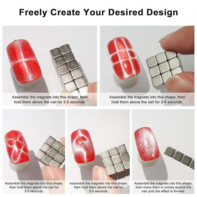 Allstarry Nail Magnets for Nail Art, 27pcs Square Magnet for Cat Eye Gel Polish Cube Magnets Block Cateye Magnet for Nails Cat Eye Magnet Tools Magnetic Nail Tool for Nail Art Salon or Home