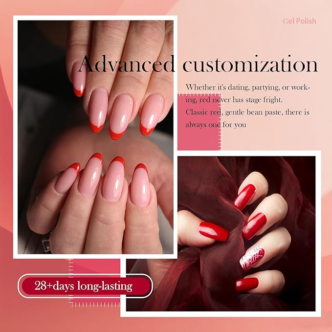 CAMILA ¿ 6pcs 15ml Hema Free Tpo Free Gel Polish Set Deep Cherry Red Color Long Lasting Gel Nail Polish Kit Soak Off Gel Polish Big Bottle Manicure Salon | Crimson color B