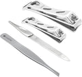 Suvorna Nail Clipper Set with Fingernail Cleaner for Under Nails, Large Nail Clippers for Thick Nails, Small Nail Cutters, Tweezers for Women Facial Hair, Fingernail Clipper Manicure Set for Women