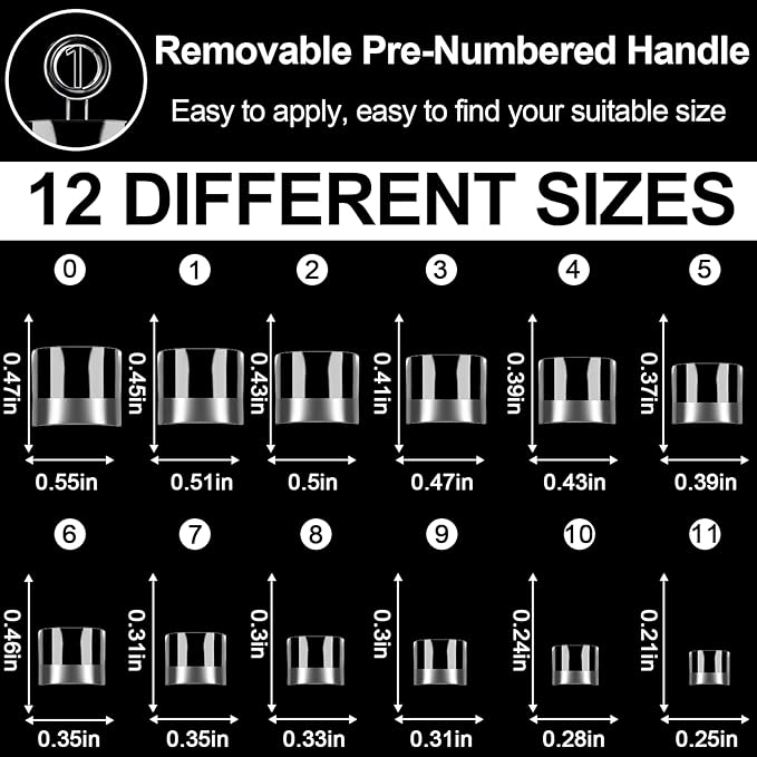 720 Pcs 3 Styles Extra Short Half Cover Almond - Small Square - French Square Tip for Nails Set,Soft Gel Acrylic Nail Tips Clear Pre-shape French Tip for Nail Extension 12 Sizes DIY Nail Salon 3 Boxes