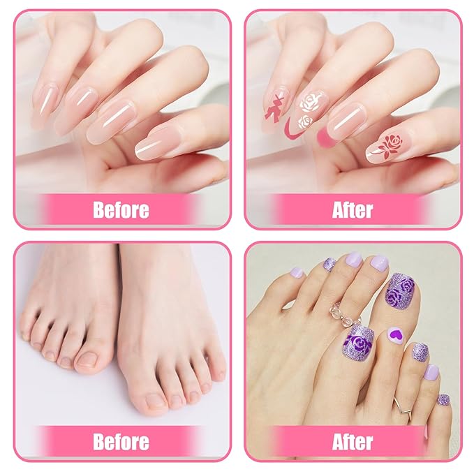 Nail Art Stencils Pens Set, 12 Nail Art Pens Markers + 14 Sheets Nail Stencils Heart Lips Flowers Nail Stickers for Women Girl, Nail Polish Pens for Nail Art Dotting Pen, DIY Nails Art Design Tools