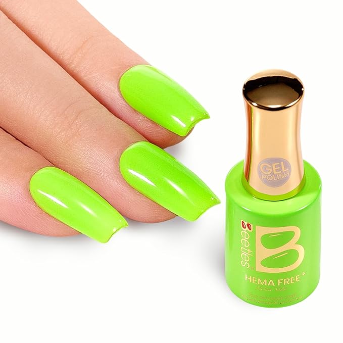 Beetles Neon Green Gel Nail Polish - NeonTide 15ML/0.51Fl Oz, Hema Free Neon Gel Nail Polish, Same Color Same Bottle, Soak Off UV LED Lamp Spring Summer Nails Art, Manicure Salon DIY Neon Nails