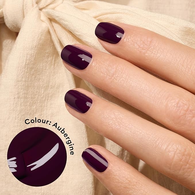 Manucurist Green Flash LED Aubergine Dark Purple Gel Nail Polish - Vegan, 12-Free, Plant-Based - Strengthens and Protects the Nail - Gel Polish - Made in France - 0.5 fl oz