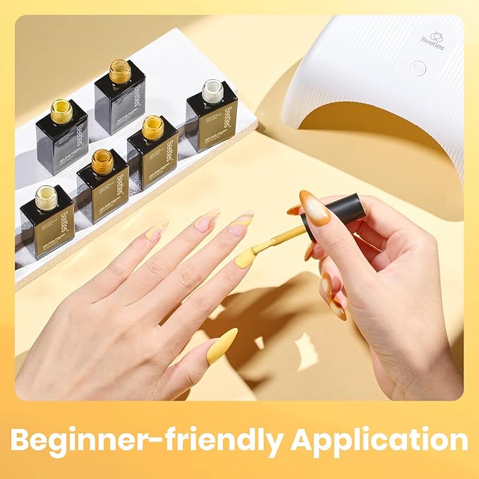 Beetles Yellow Gel Polish Set - Lemon Whisper Collecion, Butter Pastel Light Yellow Gel Polish Set Spring Colors UV LED Soak Off Nail for Autumn Manicure
