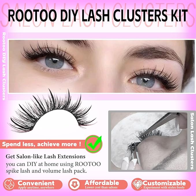 Lash Clusters with Spikes, 80D+80D Eyelash Clusters Extensions Individual D Curl Fluffy Wispy False Eyelashes DlY Manga Lashes Extension (12-22mm, Lash Clusters)