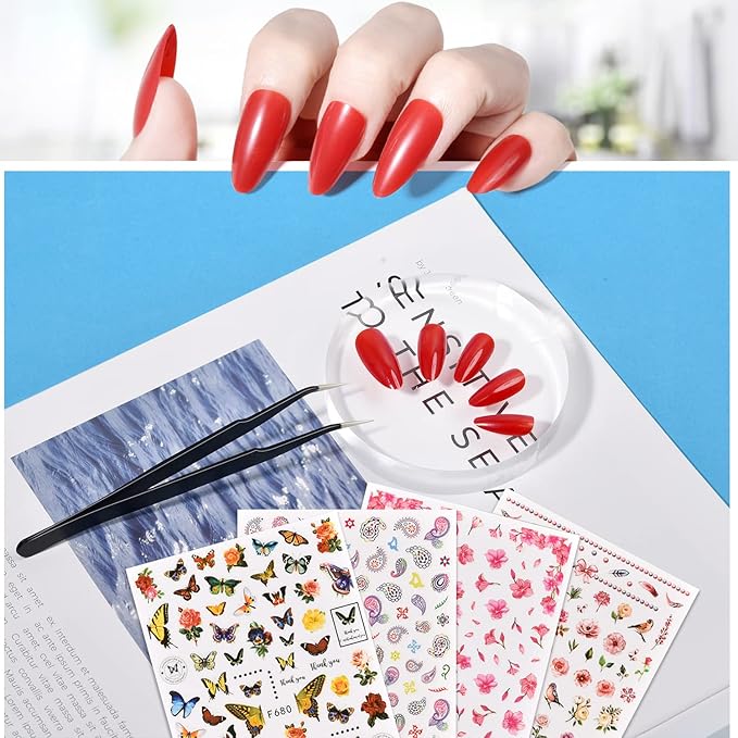 TsMADDTs Press On Nails Almond, 24 Colors 720 pcs Short Fake Nails with Glues, Stickers, Tweezer for Women