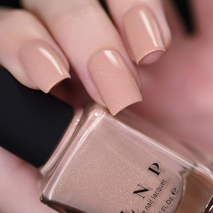 ILNP Overcoat - Creamy Beige Neutral Nude Nail Polish, Subtle Holographic, Chip Resistant, 7-Free, Non-Toxic, Vegan, Cruelty Free, 12ml