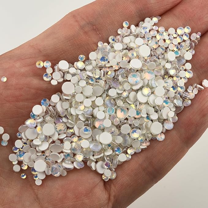 Blinginbox Flatback Glass Rhinestones,Bedazzler Gems 2880pcs Non Hotfix Crystal Rhinestones for Nail Charms Crafts Clothes Tumblers,Crystal Luminous Opal,Mixed SS6-20 of 0.07-0.18in