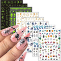 Alien Nail Art Stickers, 3D Planet Astronaut Earth Moon Star UFO Rocket Nail Transfer Decals, Gold Luminous Nail Self-Adhesive Sticker Designs, DIY Resin Nail Decal Manicure Decorations for Women