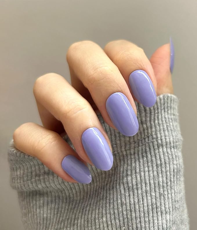 Nail Polish Strips (No UV Lamp Needed) - 22 Pcs Salon Quality Gel Nail Stickers - Long Lasting Wraps (Purple Evening in Paris)