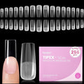 Beetles Tipex Lite Pre-Built Apex Gel Nail Tips, Square Long, 256pcs Value Pack, 16 Sizes, Flat-Nail Friendly Acrylic Tips for Natural Nail Beds, Easy for Beginner DIY