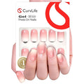 Curvlife Soft Gel Press on Nails Acrylic Fake Nails with Nude Ceramic Gradient Design Full Cover False Nails for Women Reusable Nail Kit