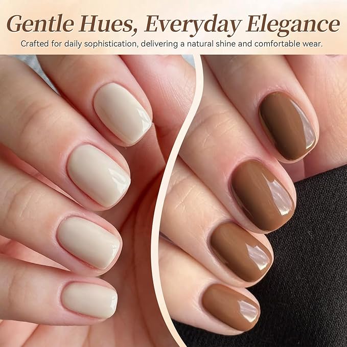 BORN PRETTY Nude Gel Nail Polish Set 6 Colors Grey Brown Chocolate Coffee Gel Polish Kit for Salon Manicure and Nail Art DIY at Home