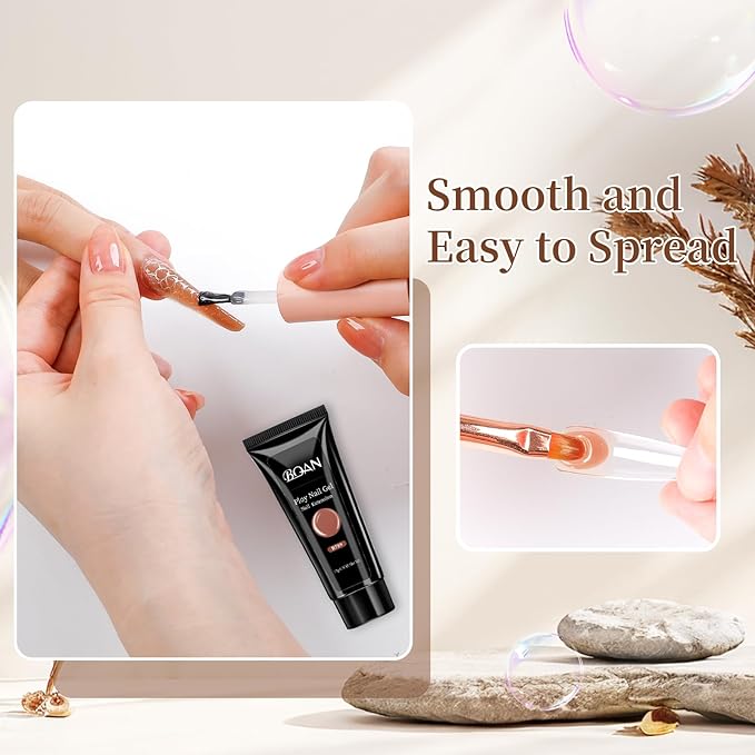 BQAN Poly Nail Gel Kit - 6 Colors Builder Gel for Long-Lasting Nail Extensions | 15ml Each | Salon-Quality DIY & Home Use | Low Odor