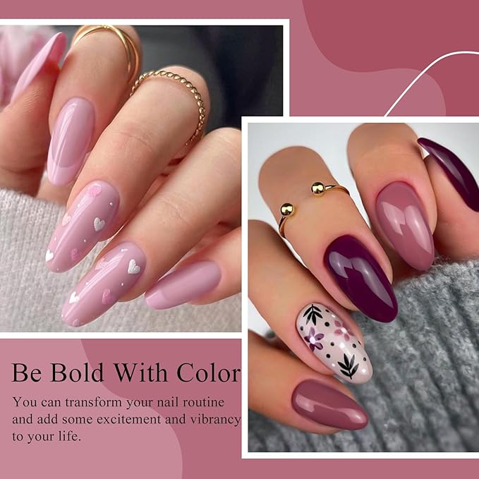 MTSSII 8 Colors Gel Nail Polish Set, Fall Colors Nude Pink Burgundy Glitter Brown Gel Polish Set Long-Lasting Uv Lamp Cured Soak off Nail Art Kit for Home Nail Salon