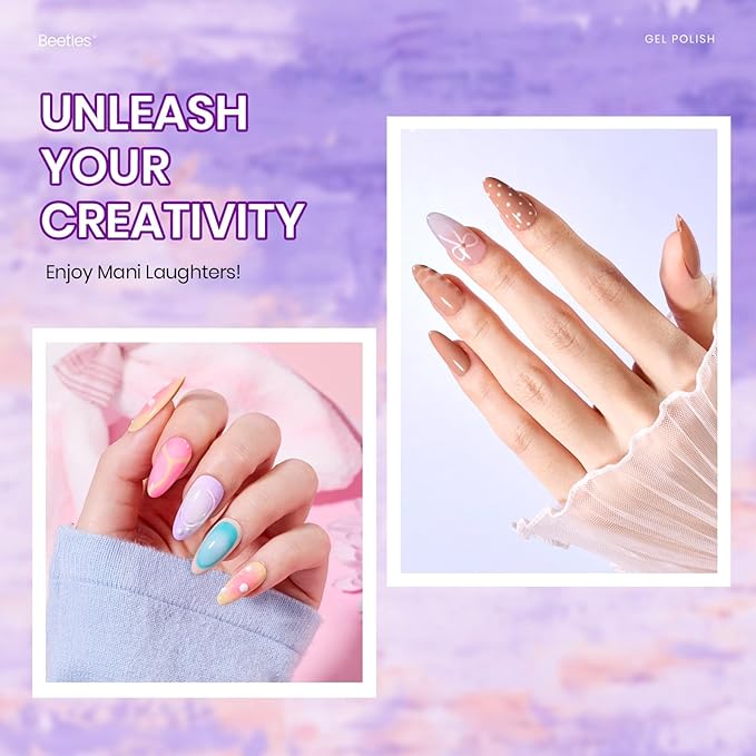 beetles Spring Gel Polish Set - 32 Colors Purple Orange Red Brown Black White Blue Nude Green Gel Polish Set All Seasons Kit with Base Top Coat UV LED Needed Gifts for Women Fingertips Canvas
