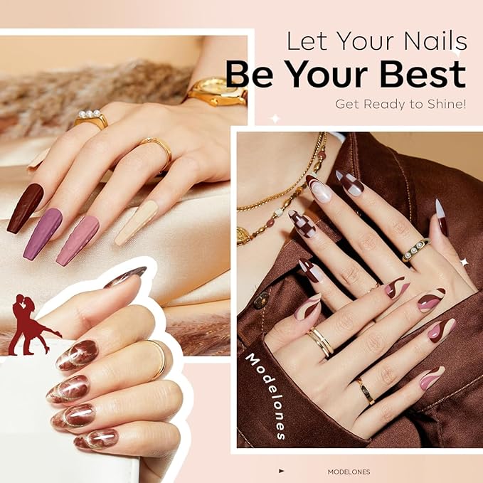 modelones Gel Nail Polish Set -6 Colors Nude Brown Gel Polish Kit Neutral Raspberries Purple Pearl Glitter Nail Polish Soak Off LED Starter Kit Manicure Nail Art Salon DIY Gift