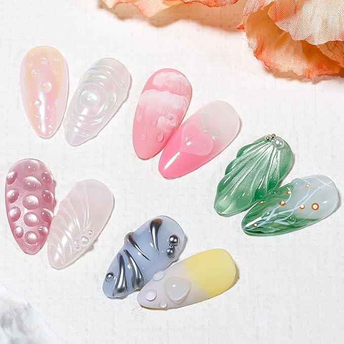 MIZHSE Water Droplet Gel Nail Polish, Clear 3D Gel Nail Art Rain Drop Effect for Nail Rhinestone Design Drawing Painting Molding Soak Off Manicure DIY Home