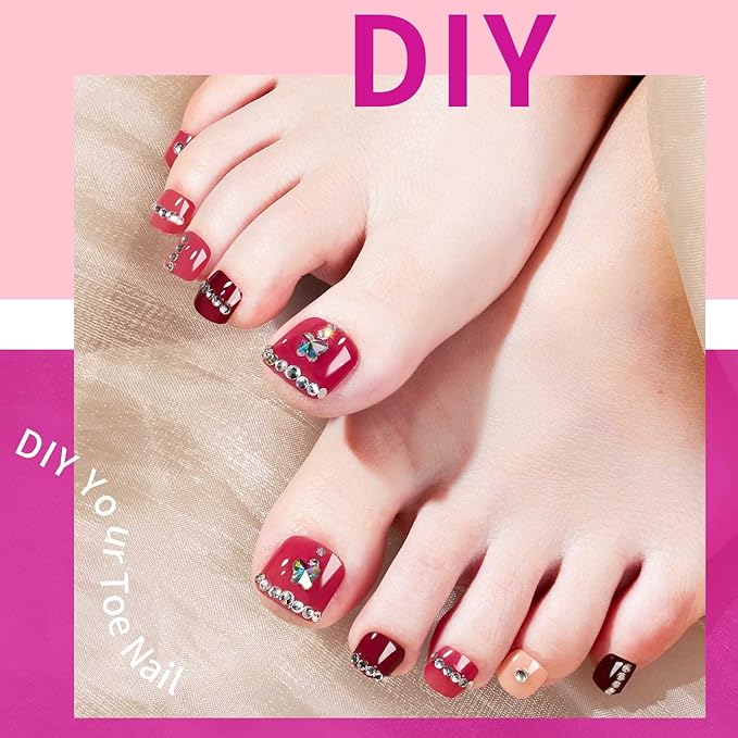 Teenitor Press On Toenail Tips with Glue, Clear False Toenails Kit, Acrylic Toe Tips