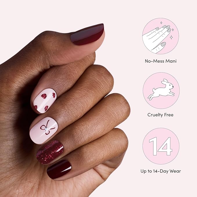 Dashing Diva Gloss Nail Strips - Baby Girl - UV Free, Chip Resistant, Long Lasting Gel Stickers - Contains 32 Wraps, 1 Prep Pad, 1 File