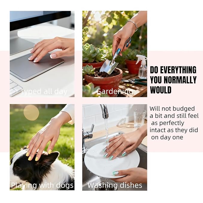 Sweet Apple Press On Nails - Yellow & Red Ombre Design, Reusable False Nails with Glue Stickers,Easy Application Manicure Set for Work, Party & Daily Use, Perfect for Women and Students