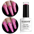 RARJSM Reflective Glitter Gel Nail Polish Sparkling Diamond Neon Pink Gel Polish Holographic Iridescent Shimmer L E D U V Soak Off Sparkle Hot Pink Gel Polish Nail Art Manicure Salon DIY at Home