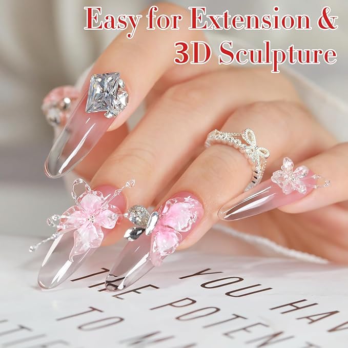 Double Rhythm 3D Nail Gel Clear Solid Sculpting for Art Non-Sticky Hard Gel for Building Carving Molding Nail Extension Soak Off UV/LED Nail Art Salon Home DIY 0.5 Oz (Clear)