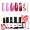 modelones Gel Nail Polish Set, 6 Colors 2026 Eater Spring Pitaya Hot Pink Red Cat Eye Gel Polish Mermaid Pink Red Love-heart Glitter Nail Polish with Magnet & Wooden Pen Soak Off LED Manicure Gift