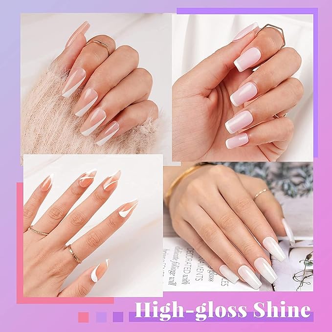 Beetles Gel Nail Polish Kit with U V LED Light - 6 Colors Jelly Milky White Sheer Pink Nude Gel Polish Starter Kit Manicure,Soak Off U V Nail Polish Set Salon DIY for Girl