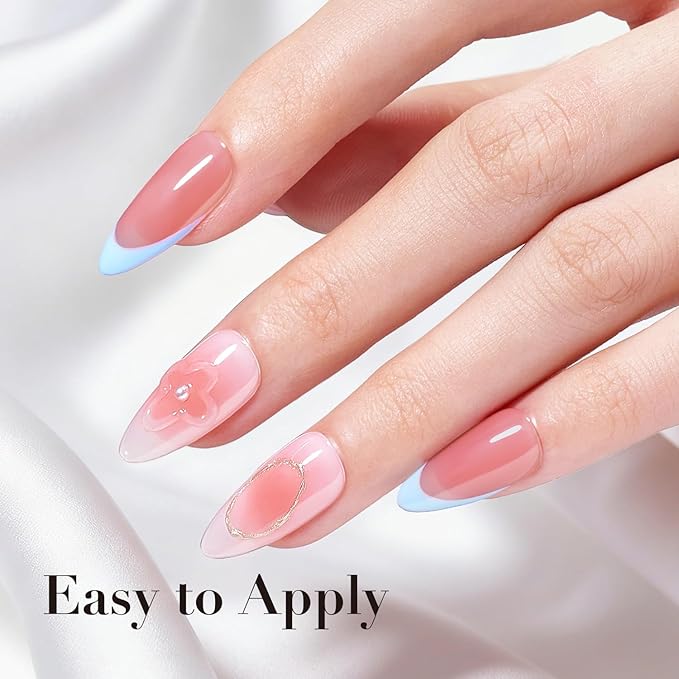 AZUREBEAUTY Jelly Sheer Nail Polish Set (4 Colors + Top Coat), Milky Nude Pink Natural Look, Quick Dry, No Lamp Needed, Easy DIY Manicure