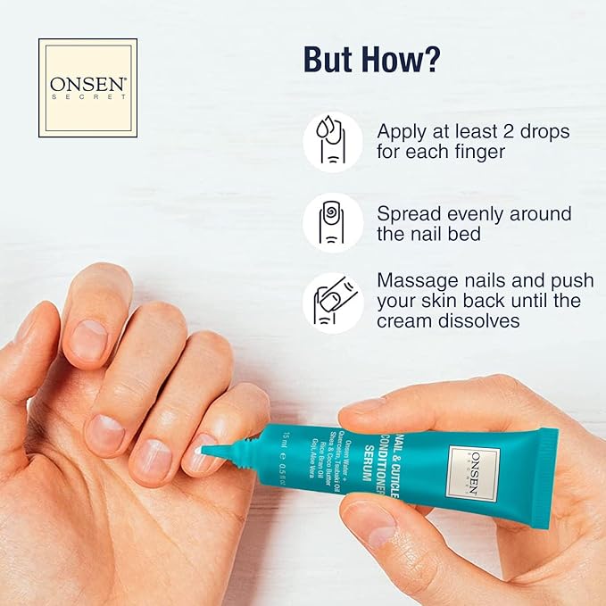 Onsen Nail & Cuticle Rescue Kit – Conditioner Serum, Repair Oil & Cuticle Balm – Tsubaki, Shea Butter, Jojoba – Strengthens Nails, Softens Cuticles, Hydrates Skin (15ml Serum+10ml Oil+32.5ml Cream)