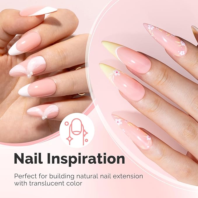 MelodySusie 2PCS 15ML Pink Builder Nail Base Gel for Nails Thickening,Soak Off UV Extension Gel,Rhinestone Glue in a Bottle for Nail Art Design Gift for Women DIY Manicure at Home 012 * 2