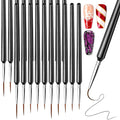 FANDAMEI 20pcs Nail Art Brushes, Liner Brushes For Nails, Nail Liner Brush, Thin Nail Art Brush For Drawing Long Lines, Nail Brush Set, Nail Brushes For Nail Art, Nail Art Tools, 7/9/11/15/20mm, Black