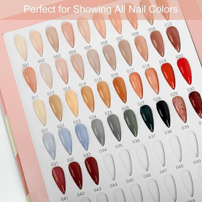 160 Nail Color Book,with 240 Flase Tips & 1-200 Number Sticker Labels,Professional Nail Color Swatches Book for Polish UV Gel(Pink)