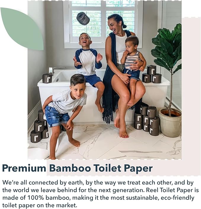 Bulk Reel Premium Toilet Paper - 2 Pack - 48 Rolls of Toilet Paper - 3-Ply Made From Tree-Free - Zero Plastic Packaging