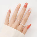 short round press on nails orange - floral acrylic fake nails salon quality reusable tips for women, perfect DIY manicure at home, 24 Nails in 12 Sizes