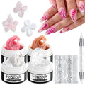 Hard Gel for Nails, 4 Colors Solid Builder Gel Kit with Silicone Carving Mold Clear Pearly White Brown Nude Pink 3D Sculpting Gels Flower Charms DIY Modeling Design Nail Salon Supplies
